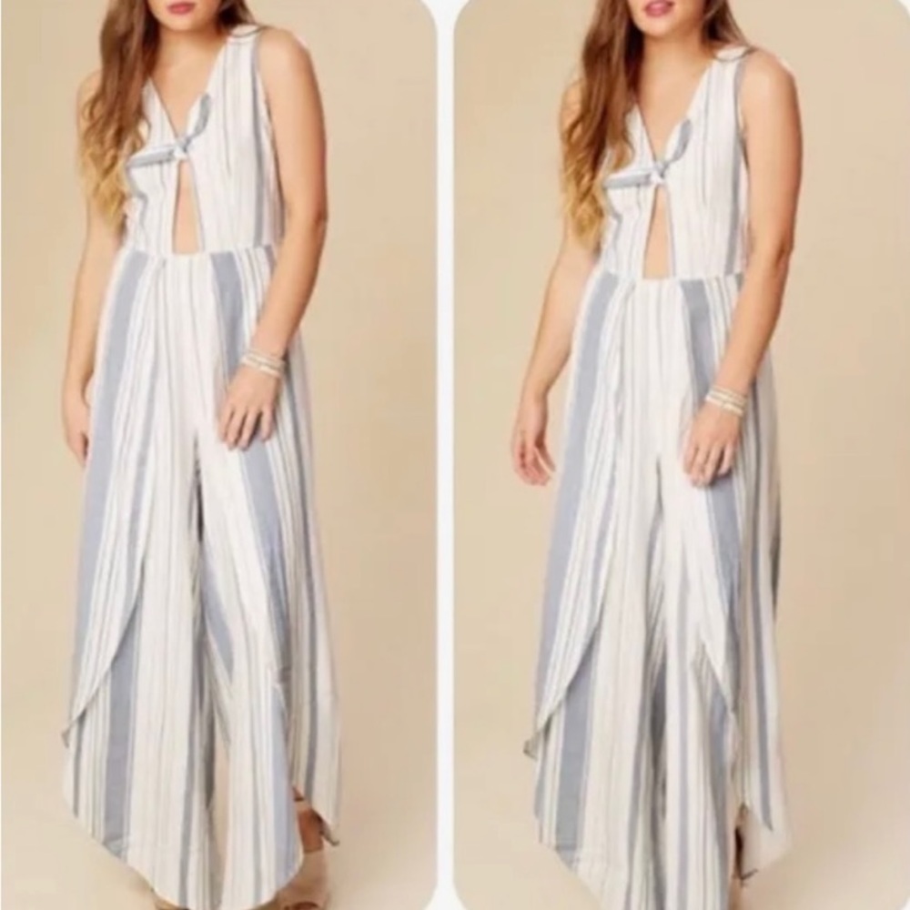 Altar’d State blue white stripe summer jumpsuit size S